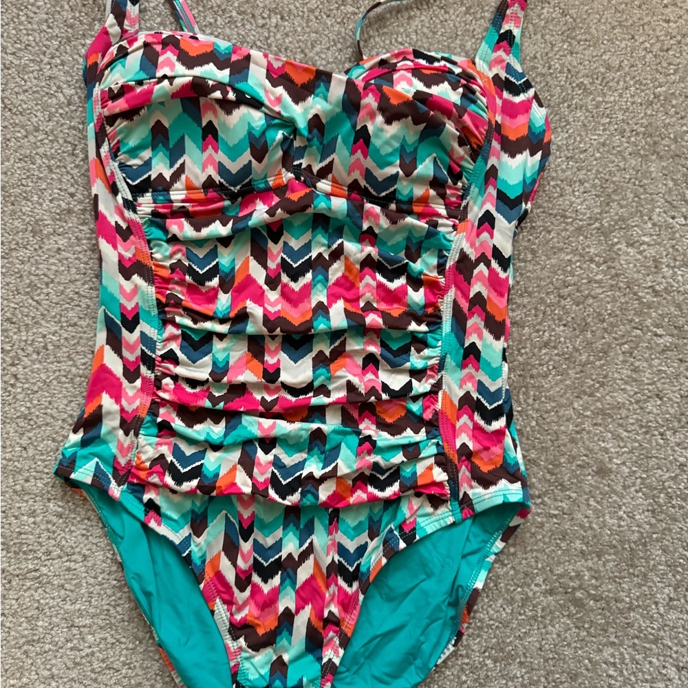La Blanca Colorful Rusched One Piece Swimsuit